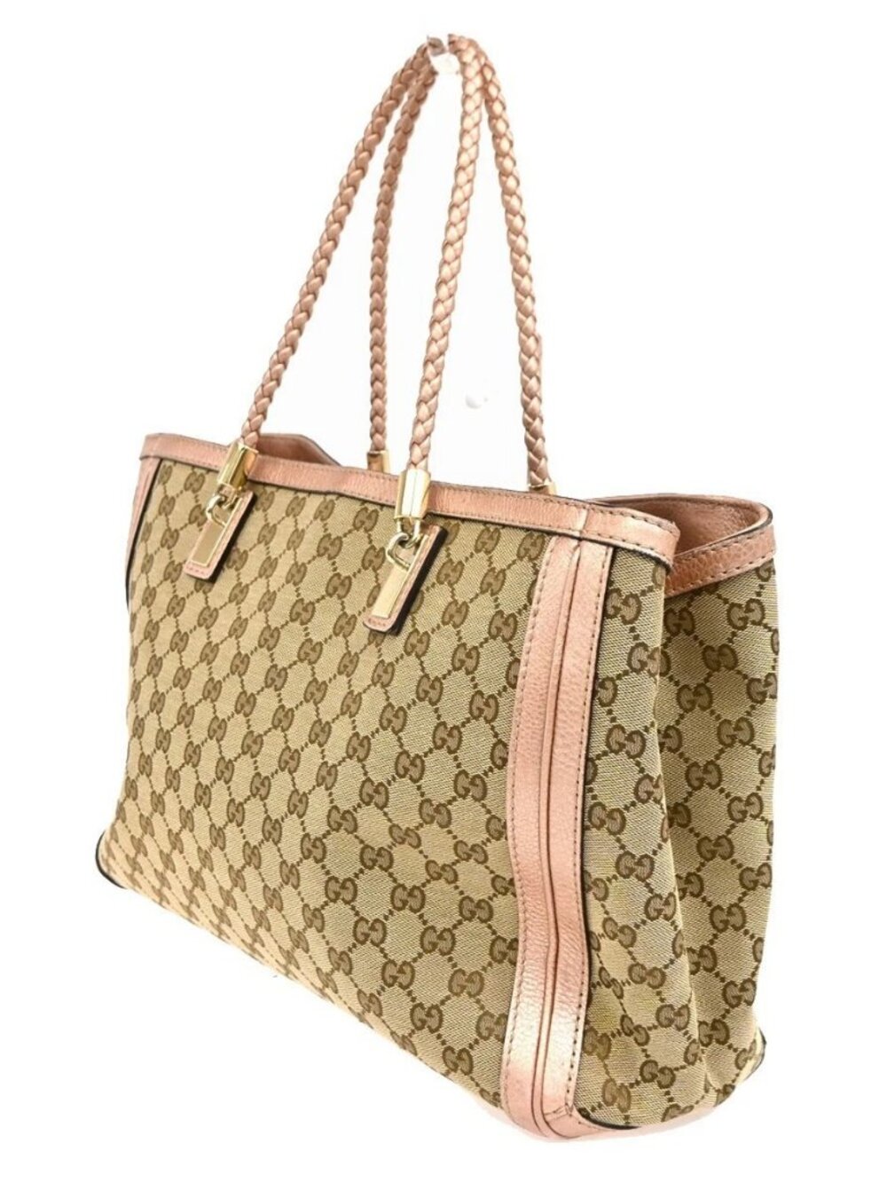 GUCCI Bamboo GG Tassel Shoulder Bag Canvas Leather BN Pink Italy GHW 85TA673 - Picture 4 of 15